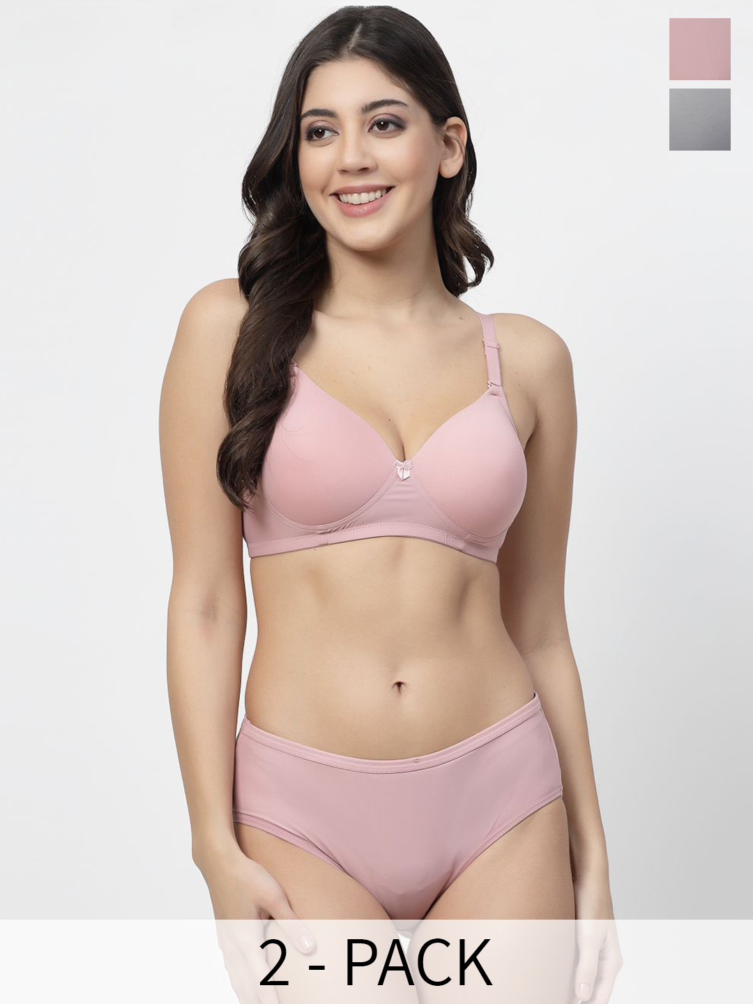 College Girl Pack Of 2 Lightly Padded Lingerie Set PolyPadPlainSet-221-207