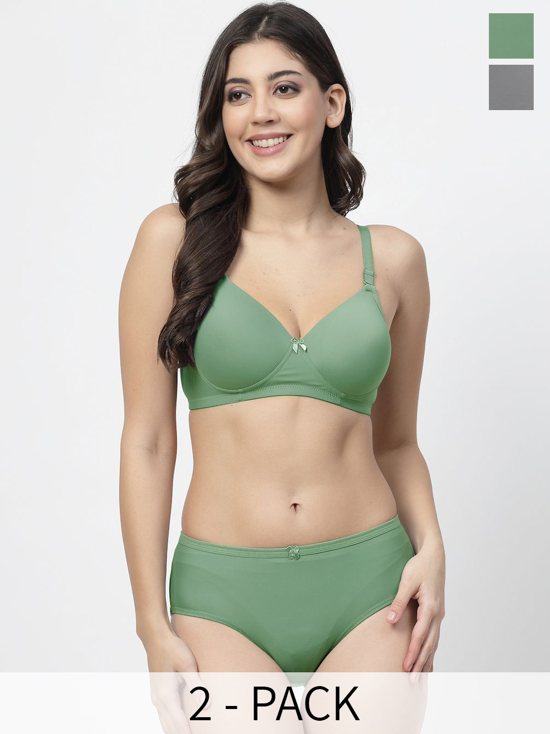 College Girl Pack Of 2 Lightly Padded Lingerie Set PolyPadPlainSet-207-222