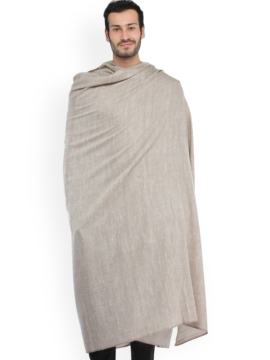 Exotic India Men's Self Weave Pure Wool Plain Dushala (Lohi)