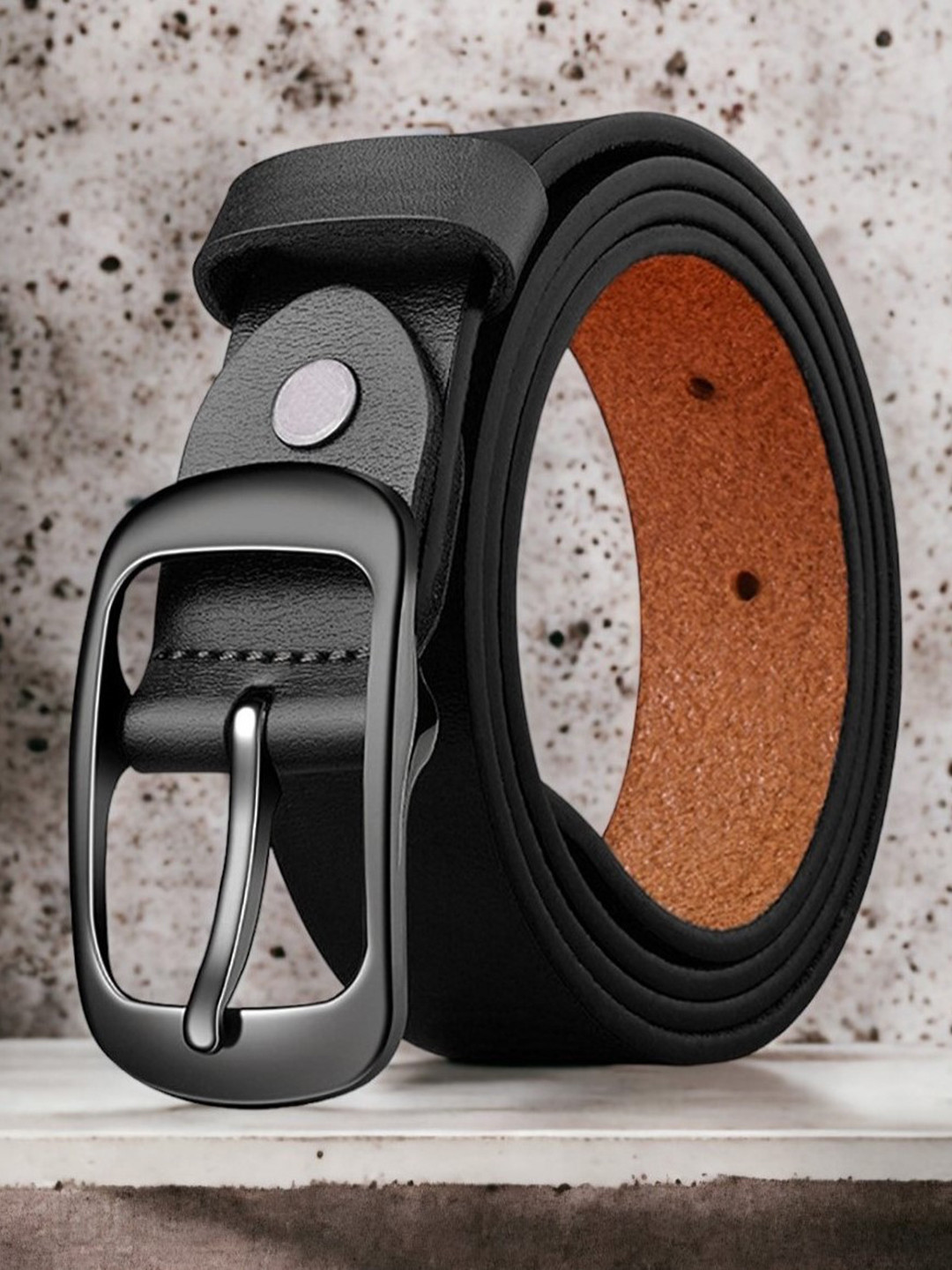 URBAN ALFAMI Men Wide Width Leather Belt