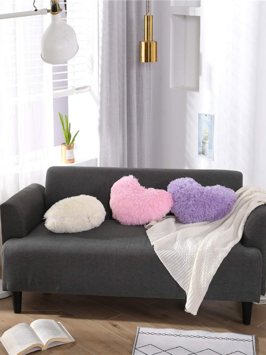Cottonfry Pink Heart Shaped Pre-Filled Cushion