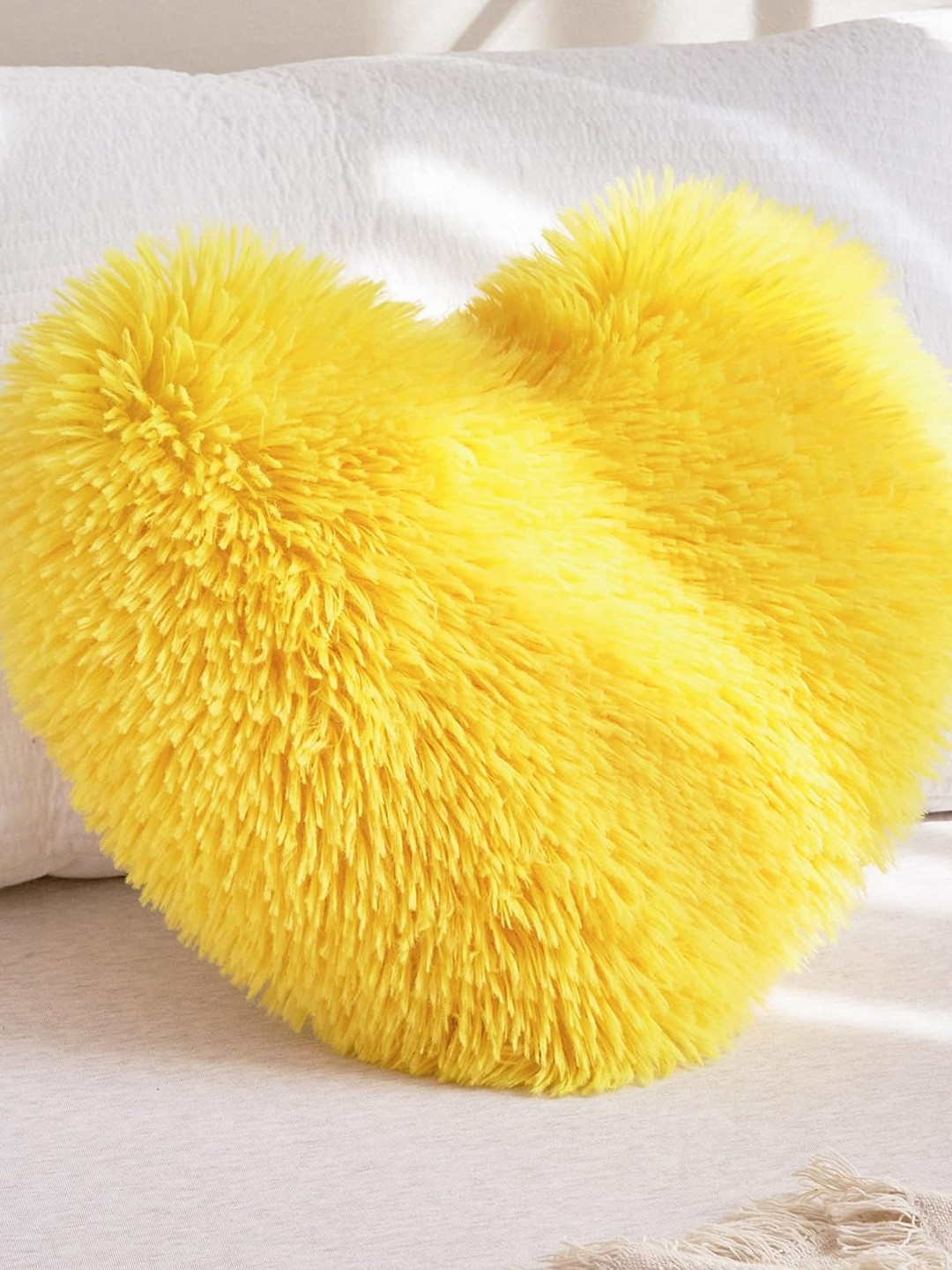 Cottonfry Yellow Heart Shaped Pre-Filled Cushion