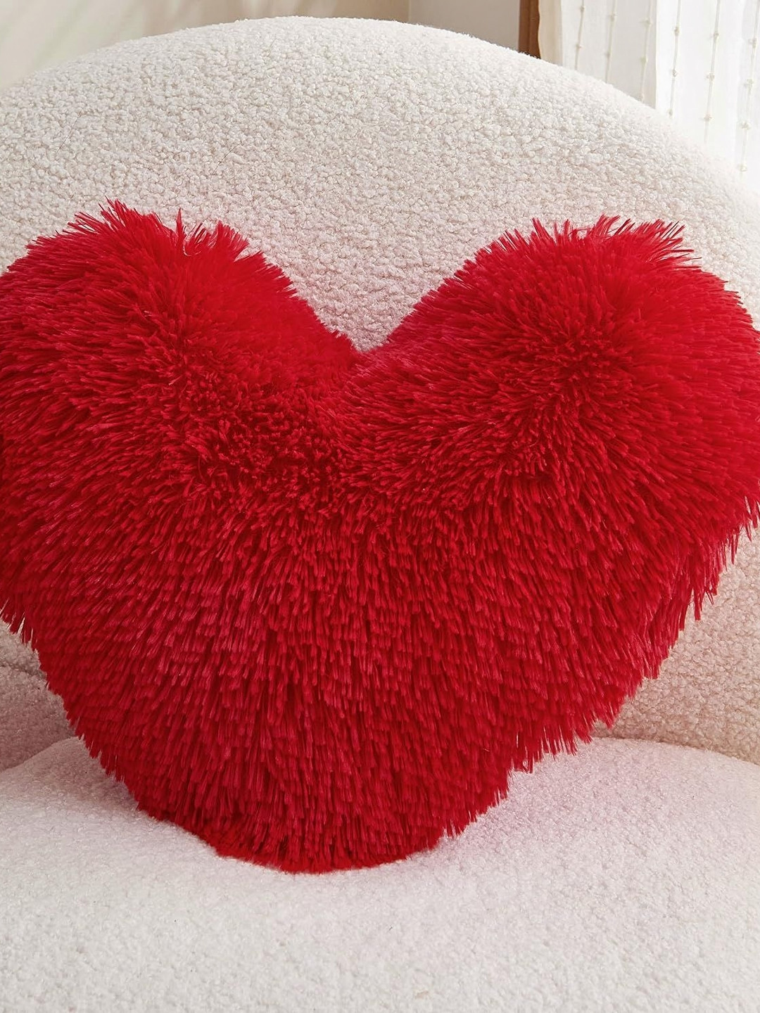 Cottonfry Red Heart Shaped Filled Cushion