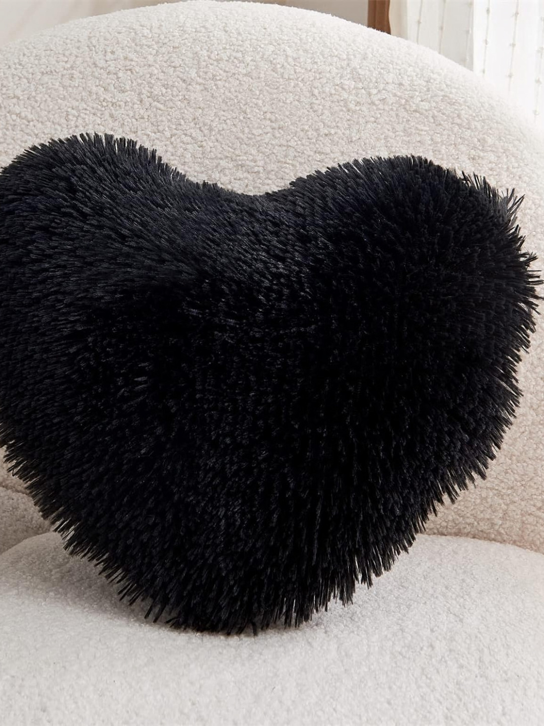 Cottonfry Black Heart Shaped Pre-Filled Cushion