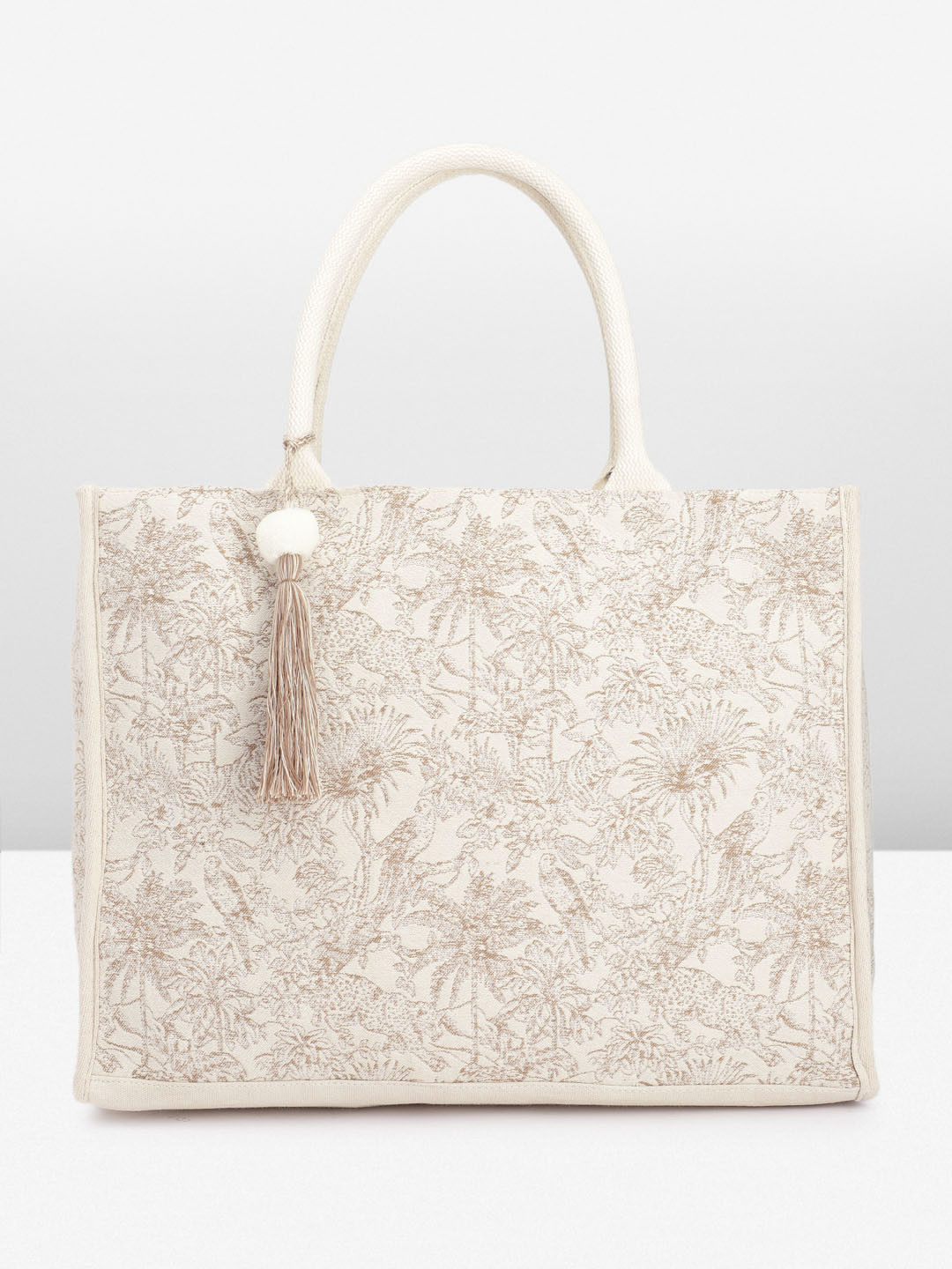 Anouk Floral Structured Tasselled Handheld Bag