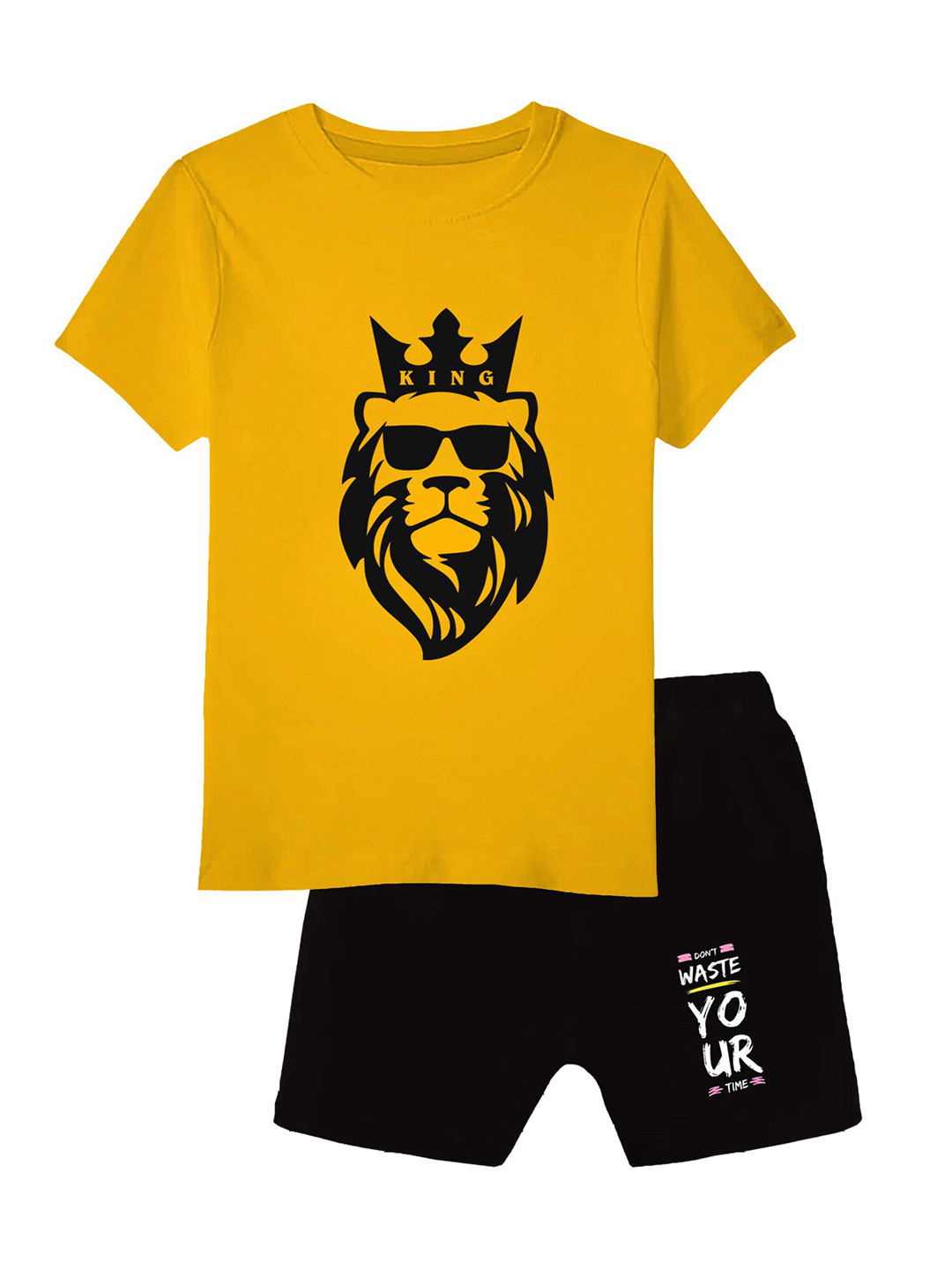 CoolTees4U Boys Printed Pure Cotton T-shirt with Shorts