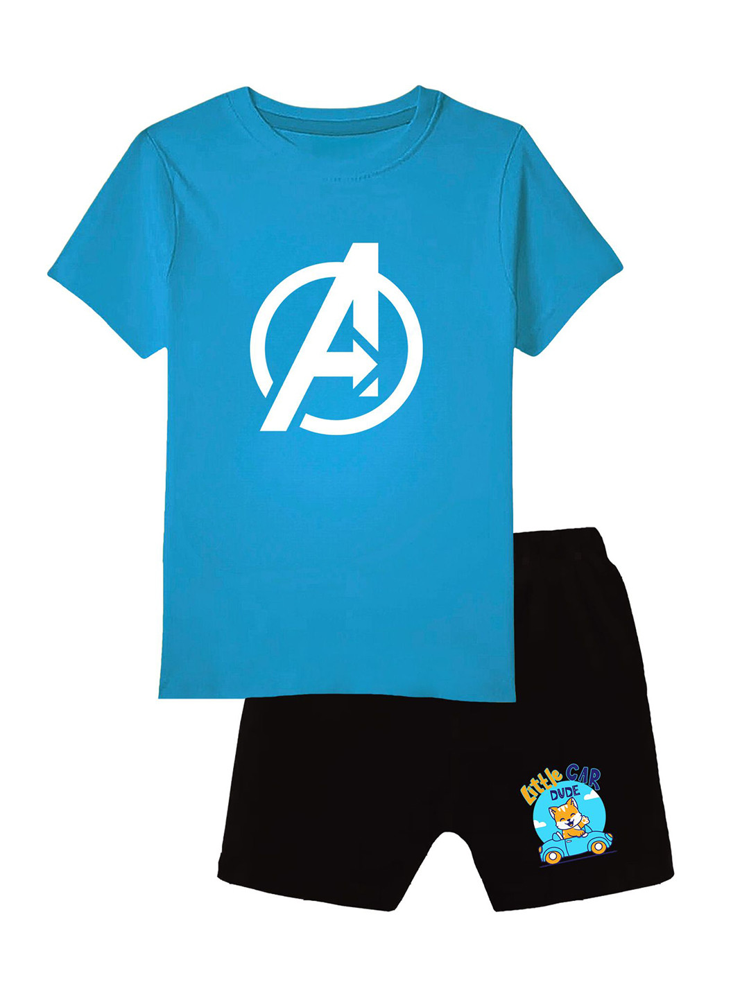 CoolTees4U Boys Avengers Printed Pure Cotton T-shirt with Shorts