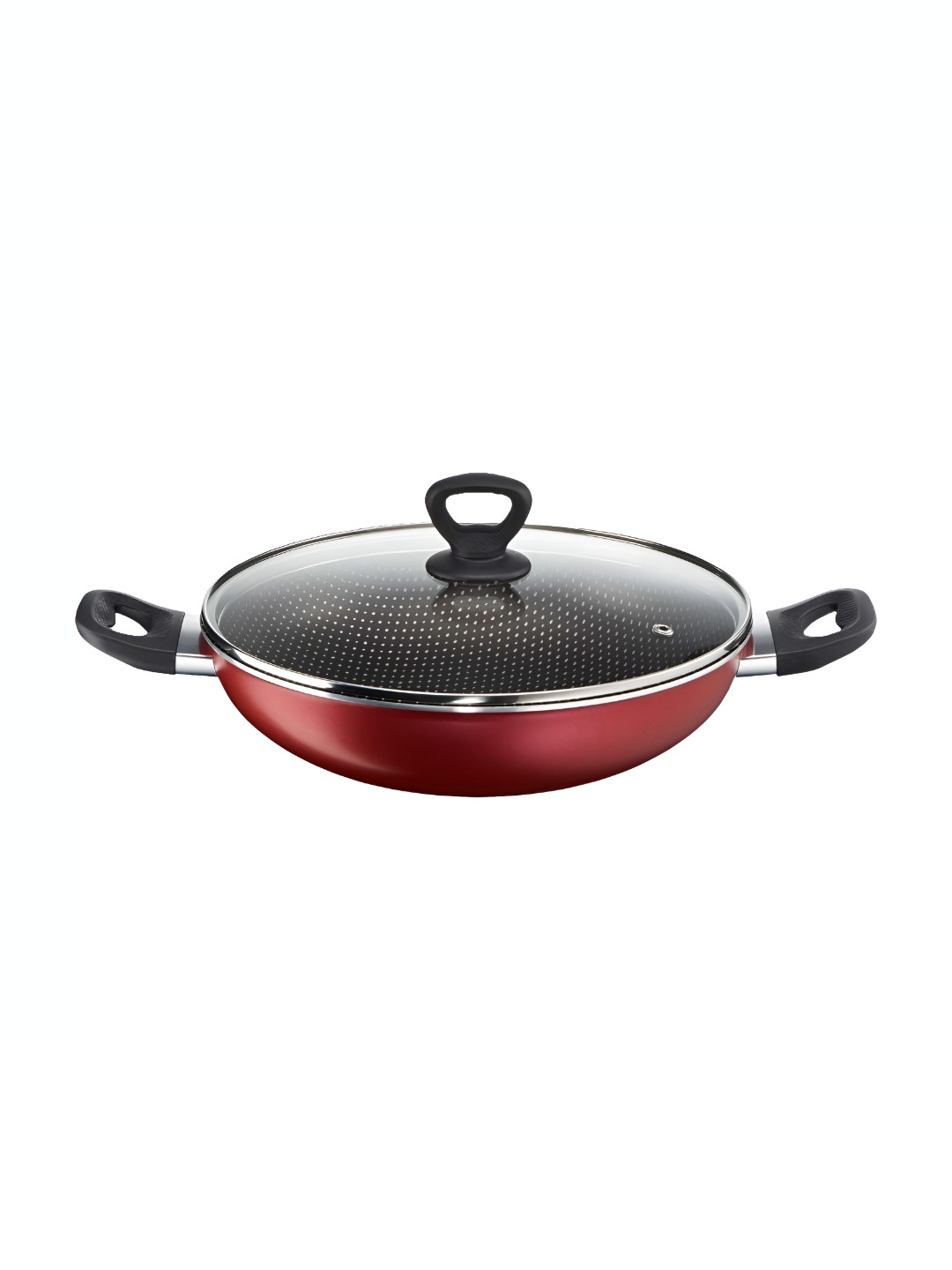 Tefal Simply Chef Red & Black Non-Stick Kadhai With Lid 2.7 L