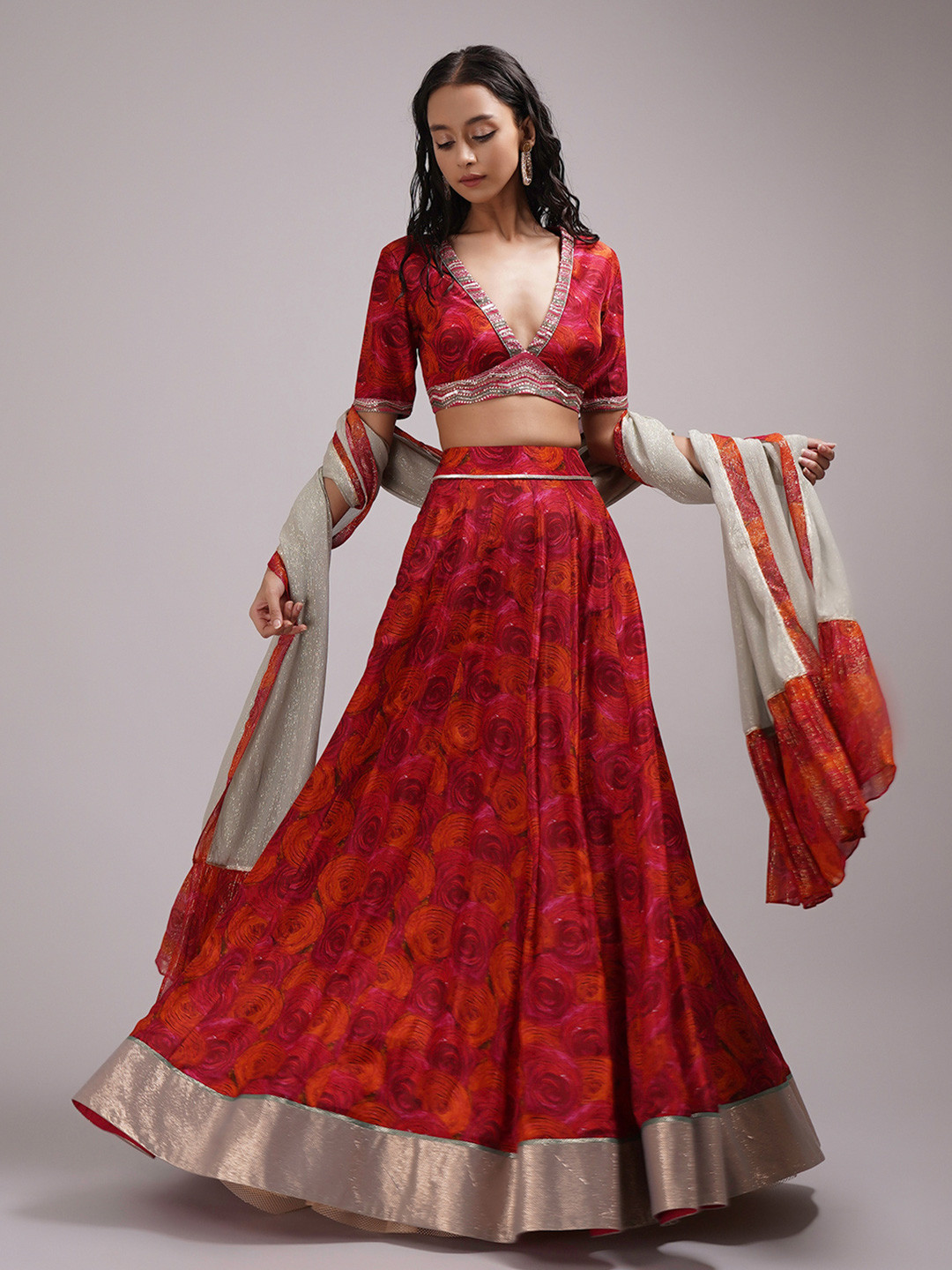 Breathe by Aakanksha Singh Printed Sequinned Made to Measure Lehenga & Blouse With Dupatta