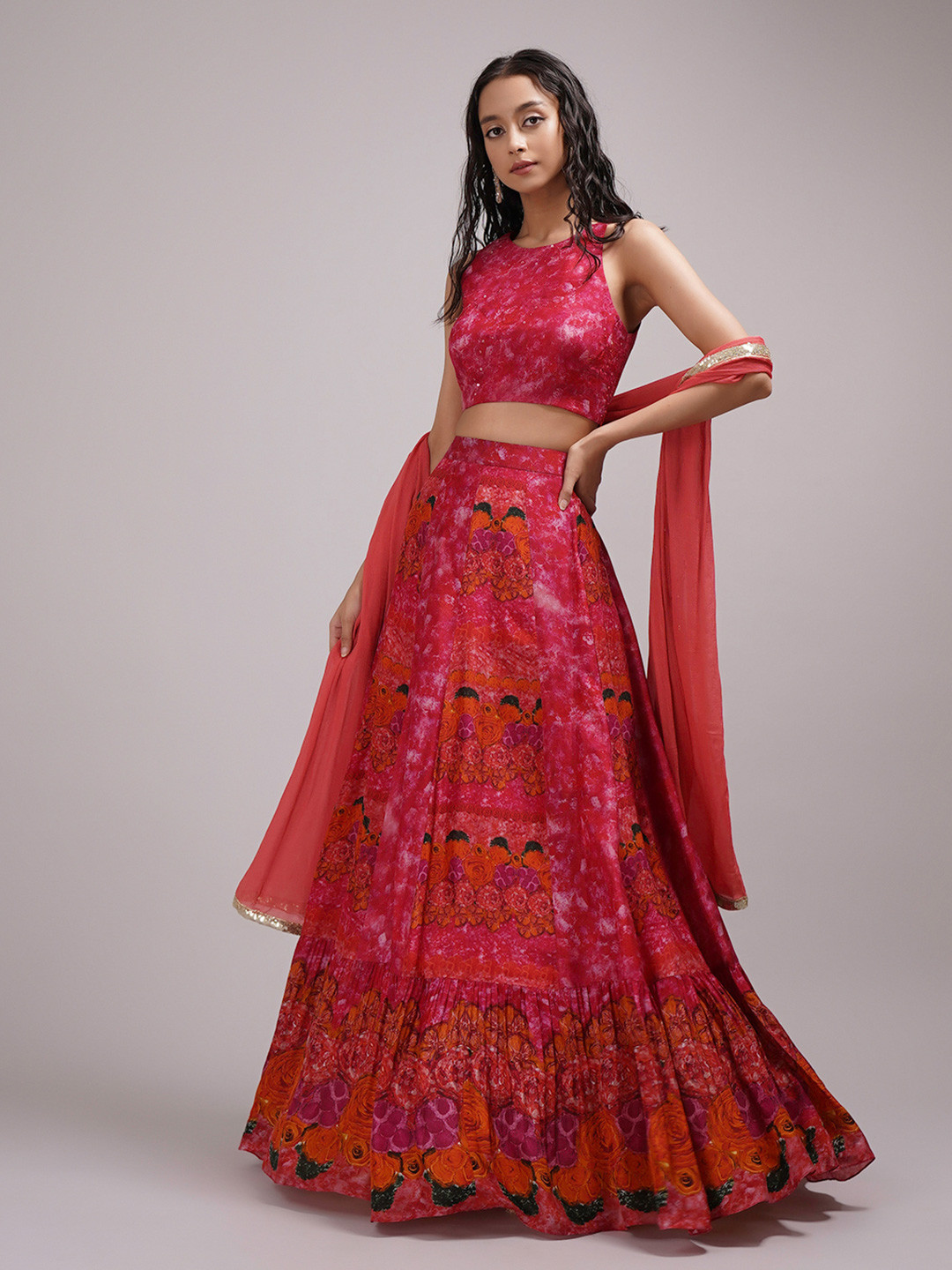 Breathe by Aakanksha Singh Printed Made to Measure Lehenga & Blouse With Dupatta