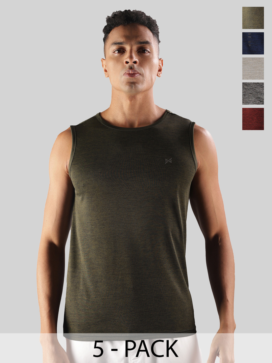 Force NXT Men Microfiber Anti Viral Anti Odour Cool Pack Of 5 Sports Muscle T-Shirt