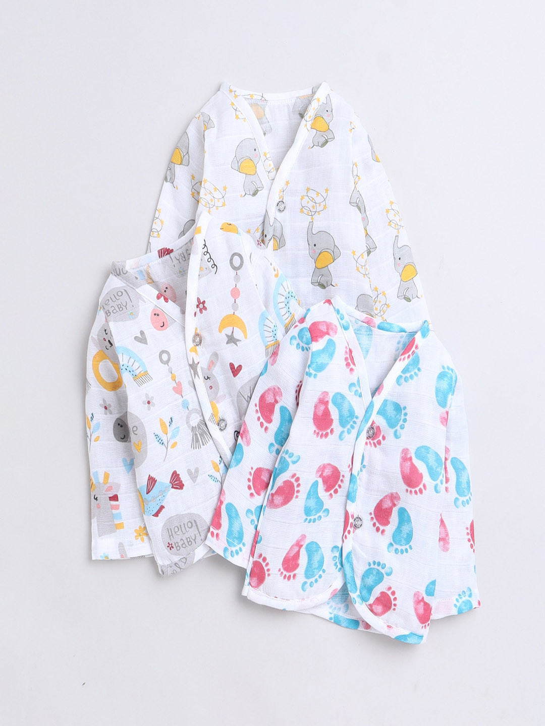 Polka Tots Kids Pack of 3 Printed Cotton Jhabla Innerwear Vests