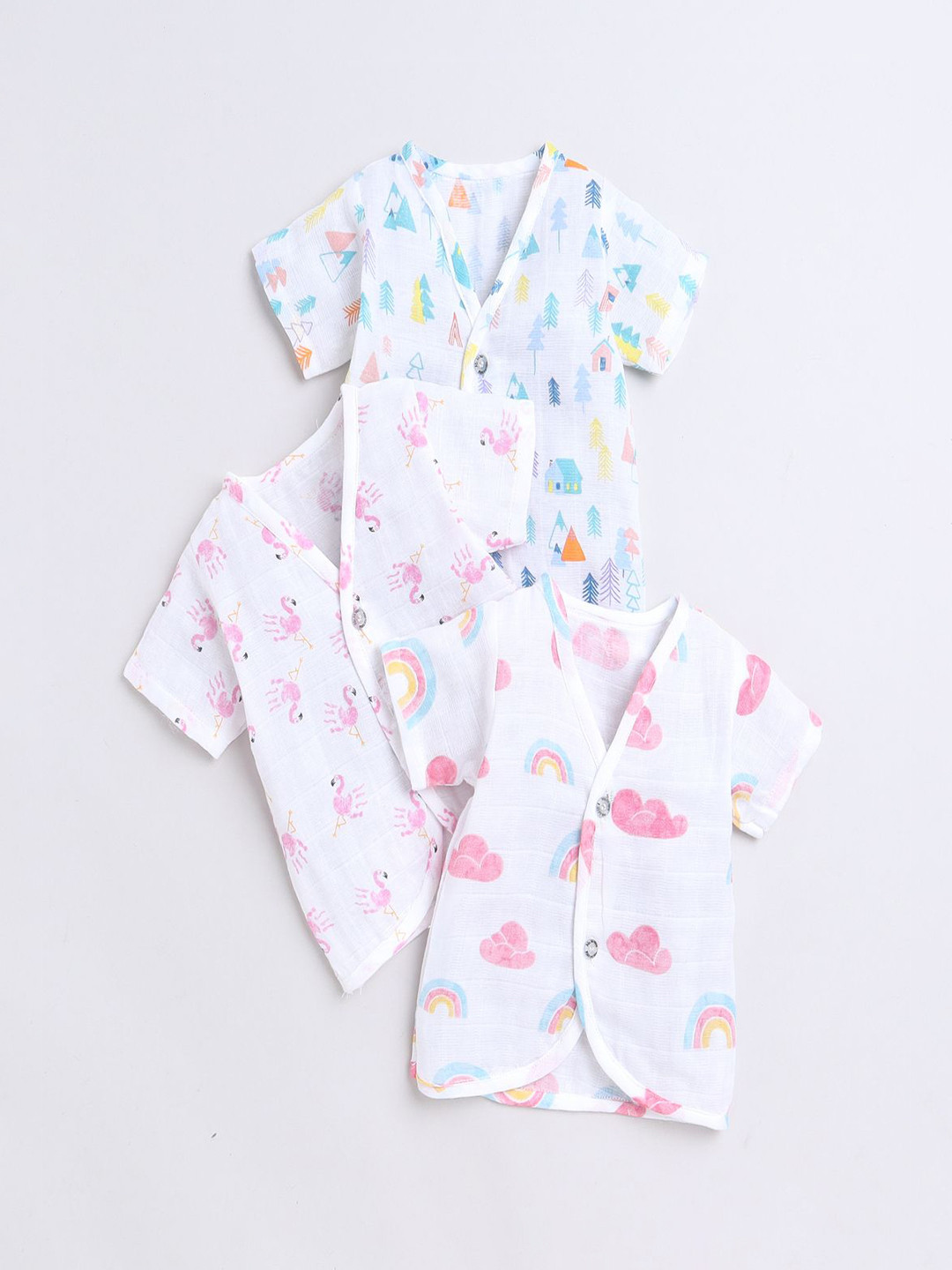 Polka Tots Kids Pack of 3 Printed Cotton Jhabla Innerwear Vests