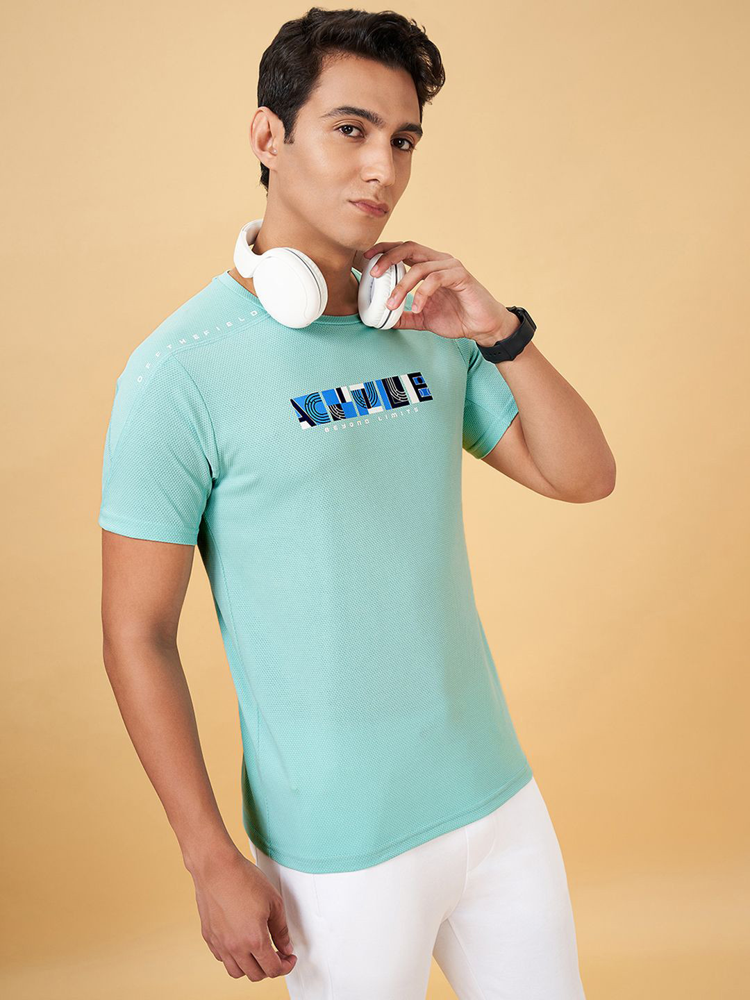 Ajile by Pantaloons Men Typography Applique Slim Fit T-shirt