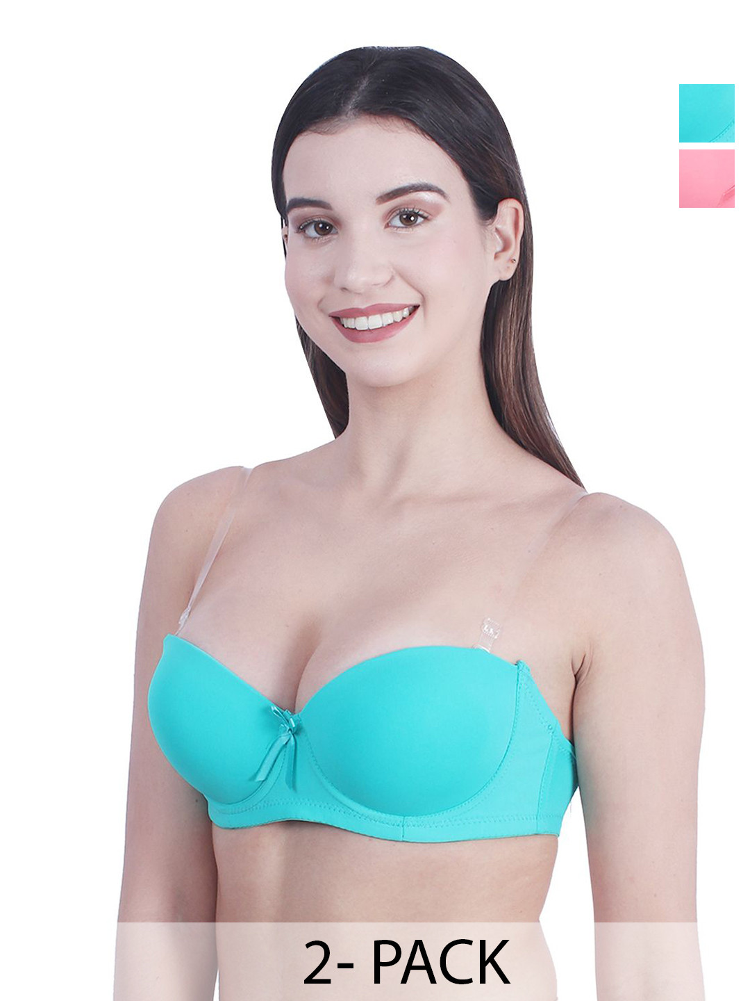 BRACHY Pack Of 2 Medium Coverage Underwired Heavily Padded Bras With All Day Comfort