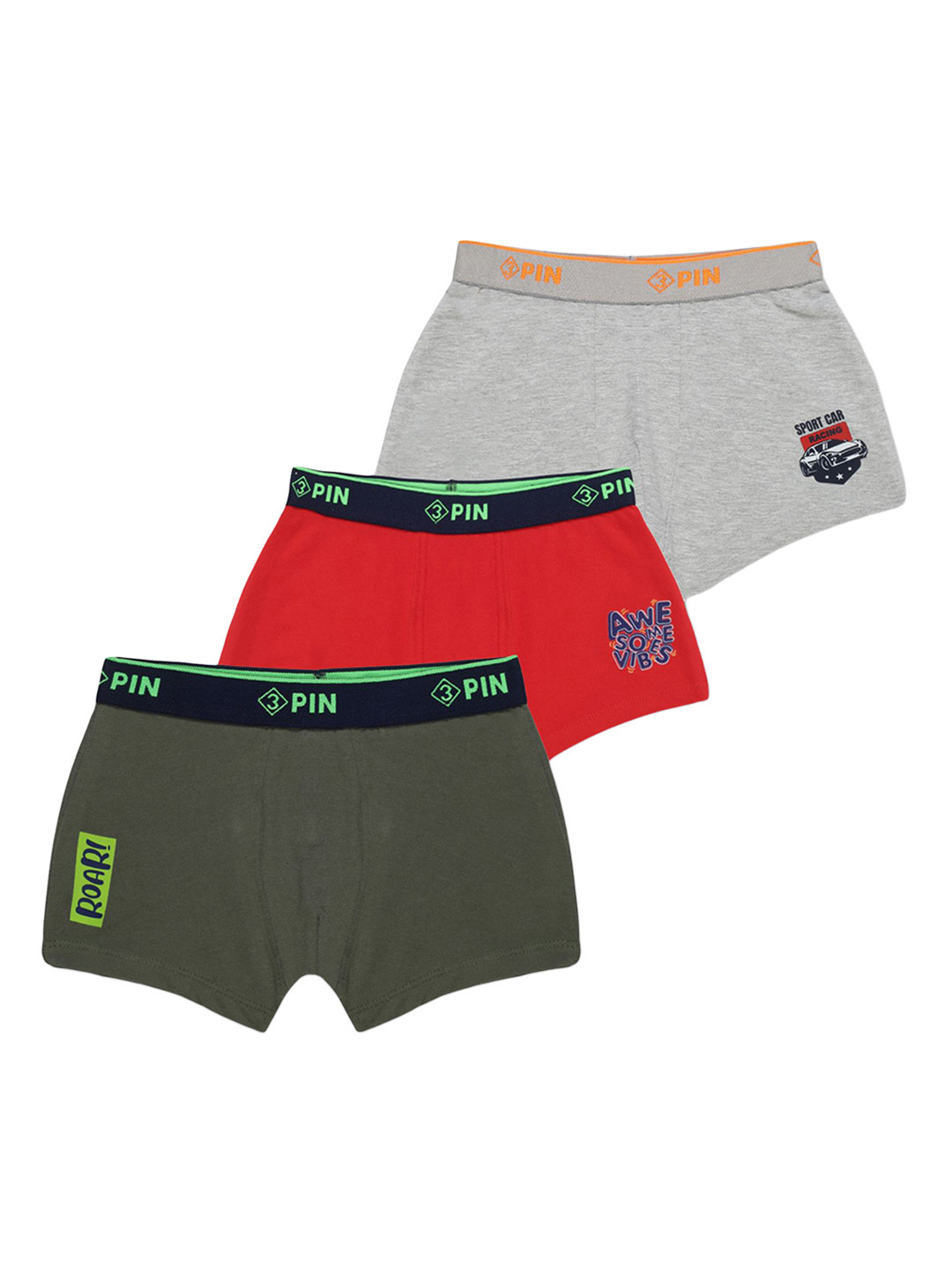 3PIN Boys Pack of 3 Assorted Trunks