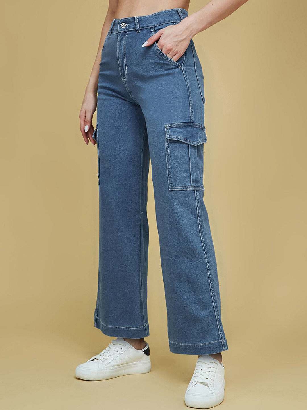 Life With Pockets Women Wide Leg High-Rise Clean Look Stretchable Jeans