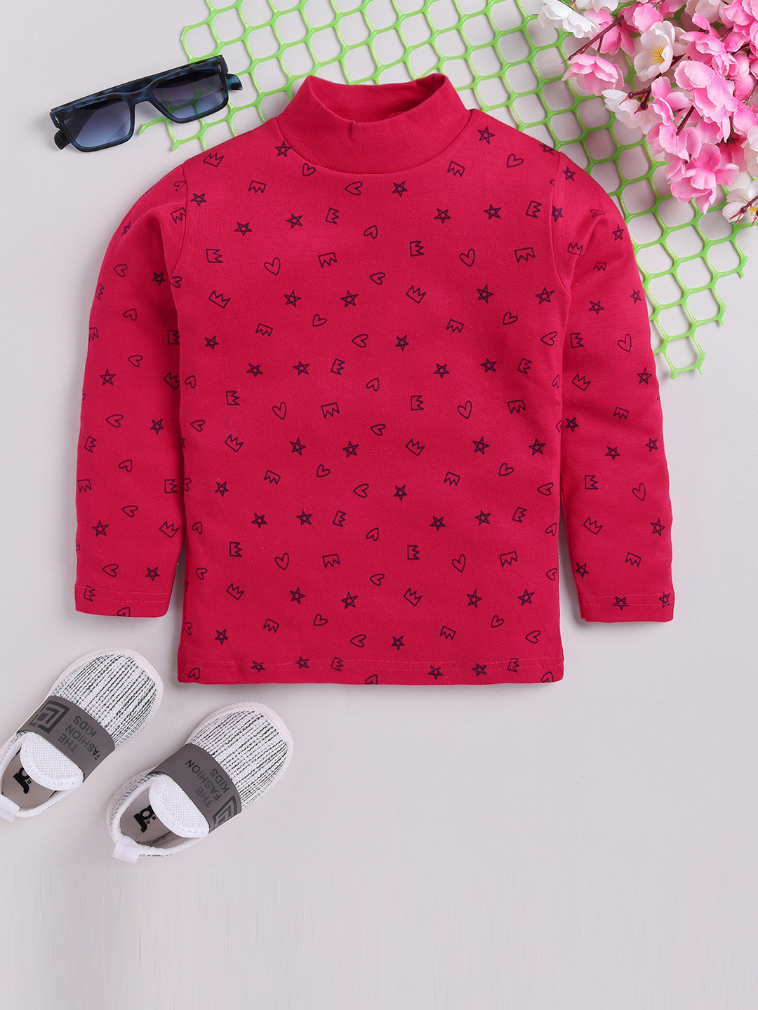 Here&Now X Game Begins Girls Conversational Printed High Neck Pure Cotton T-shirt