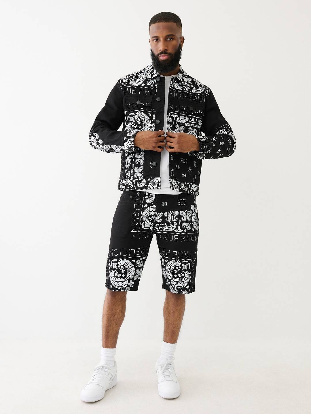 True Religion Men Longline Tailored Jacket with Embroidered