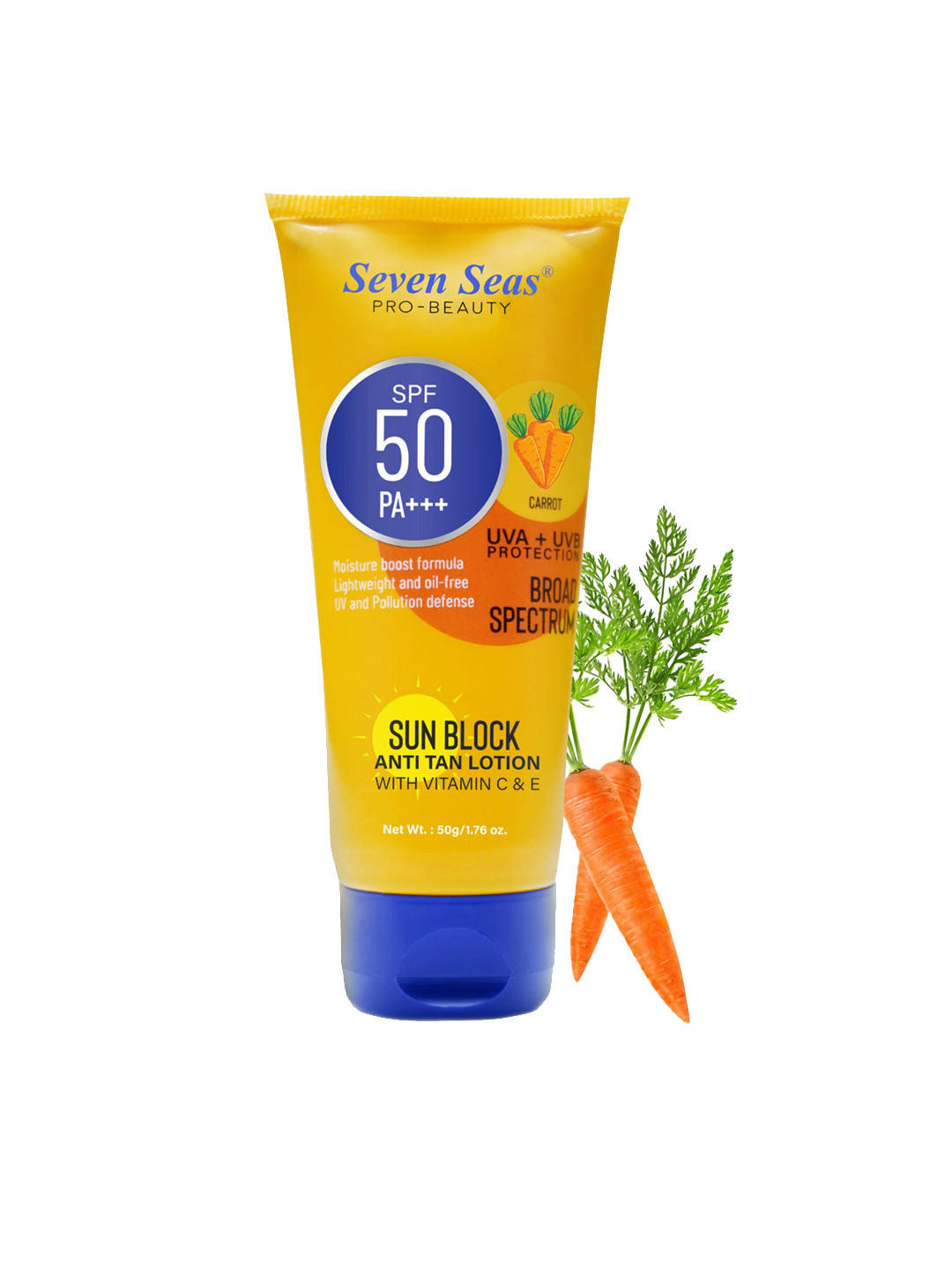 Seven Seas Sun Block Anti Tan Lotion With Carrot Extract - 50g