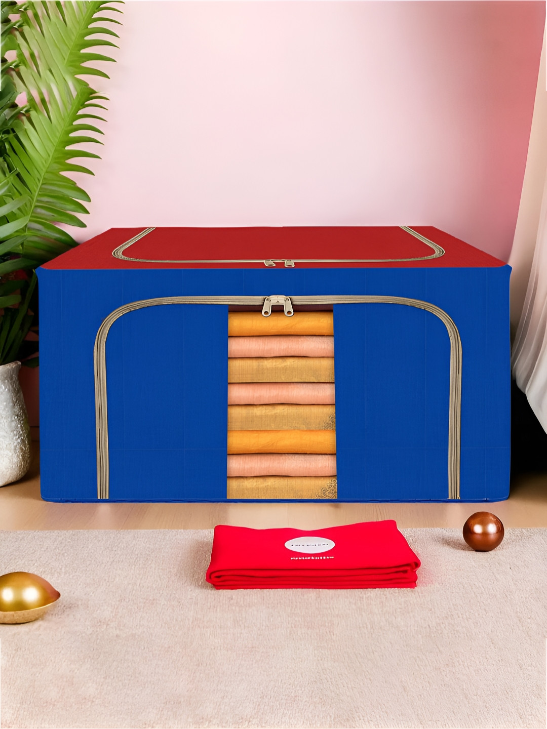 Kuber Industries Red & Blue Wardrobe Drawer Organiser