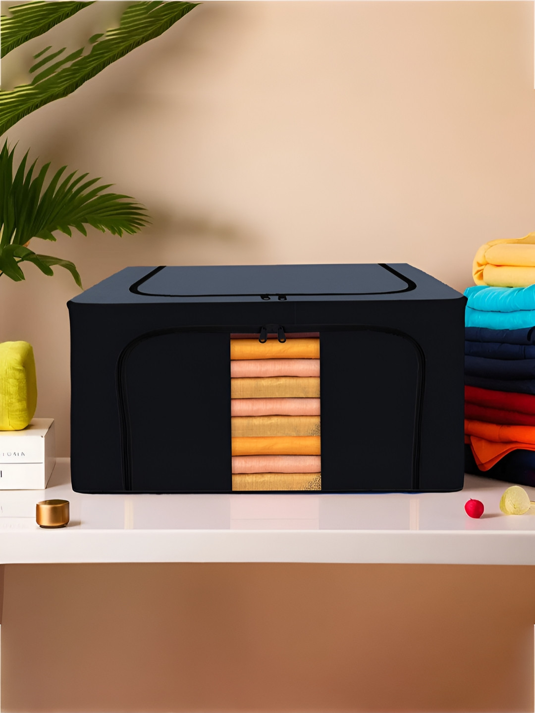 Kuber Industries Grey & Black Wardrobe Drawer Organiser