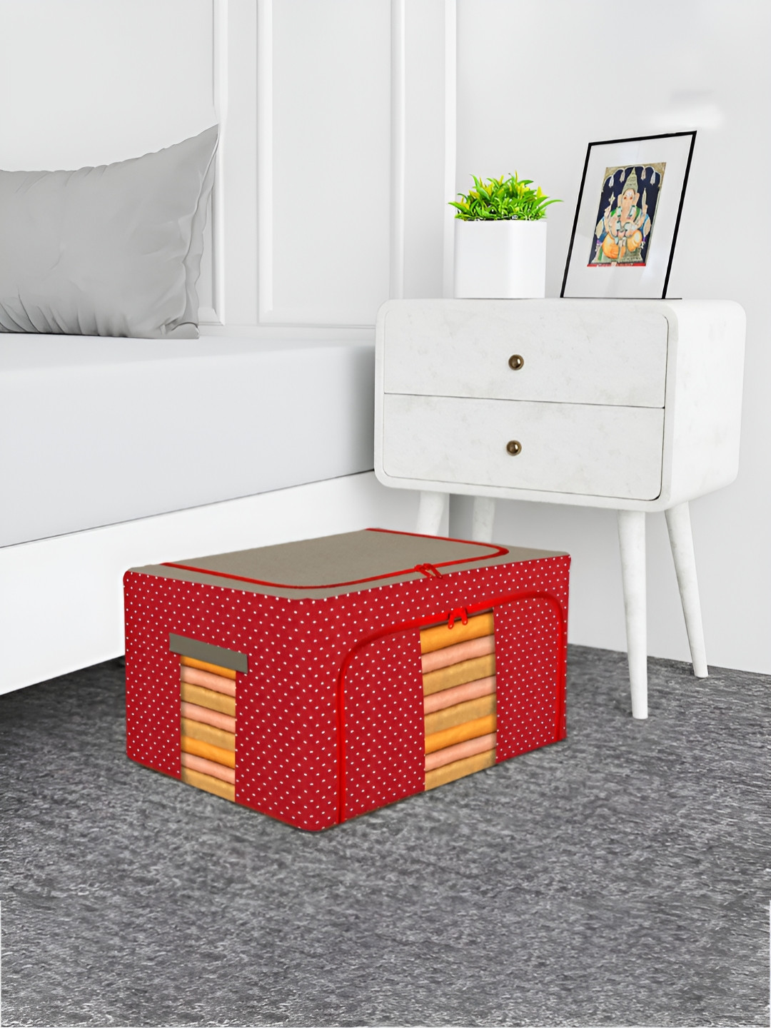 Kuber Industries Red 8 Pieces Storage Box Organisers