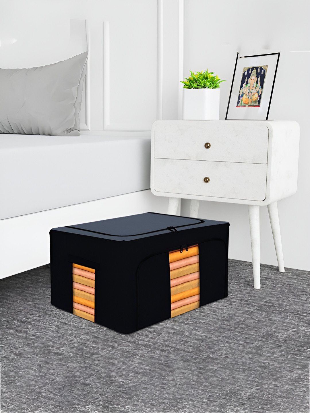 Kuber Industries Grey 8 Pieces Underbed Steel Frame Garments Drawer Organisers 24 l