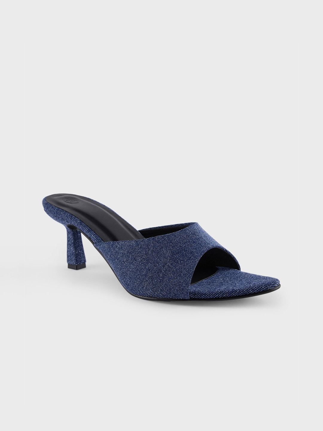 20Dresses Blue Textured Open Toe Canvas Kitten Heels