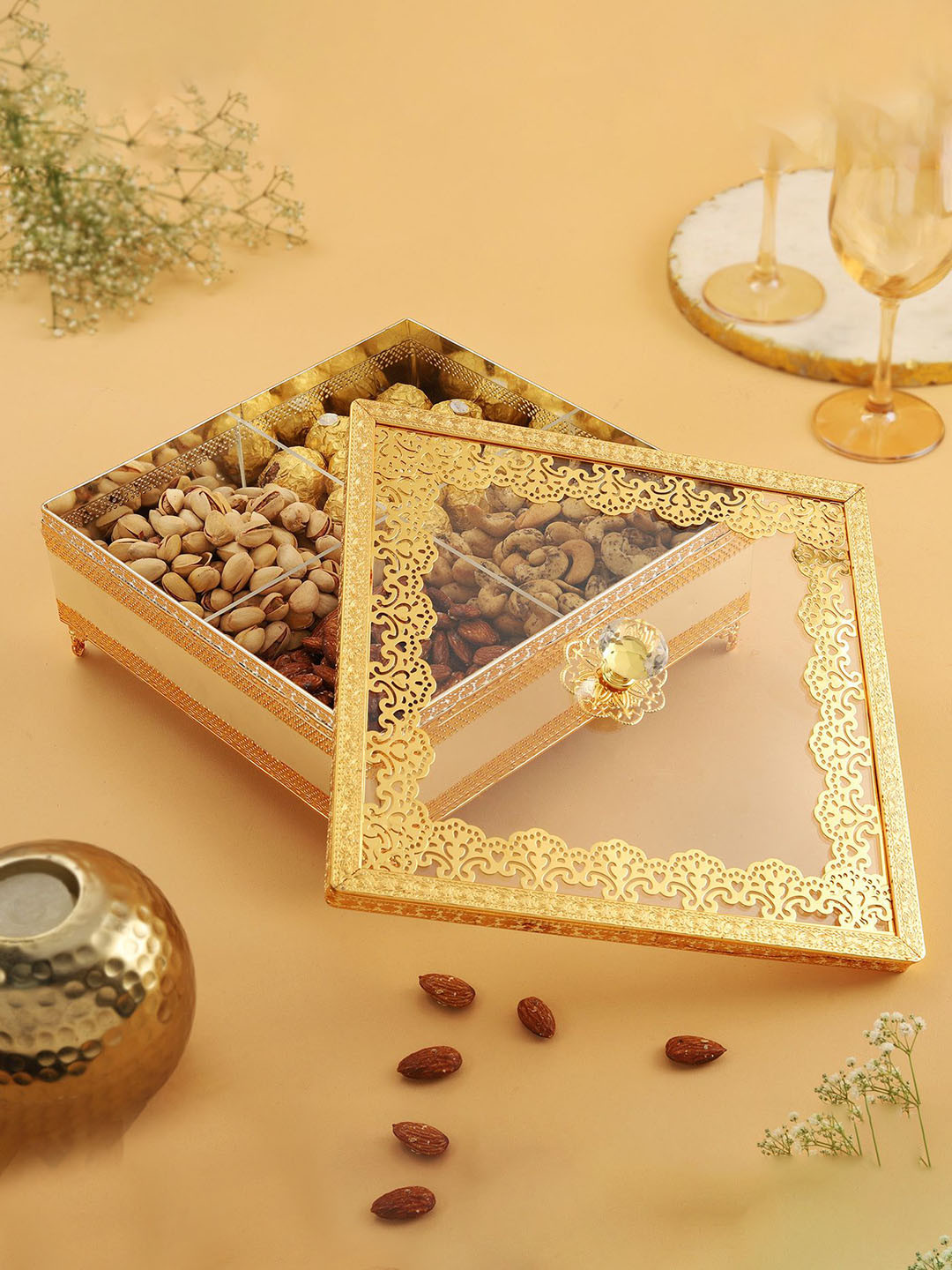 Igp Antique Multi Conversational Stainless Steel Flip Top Box Container Set