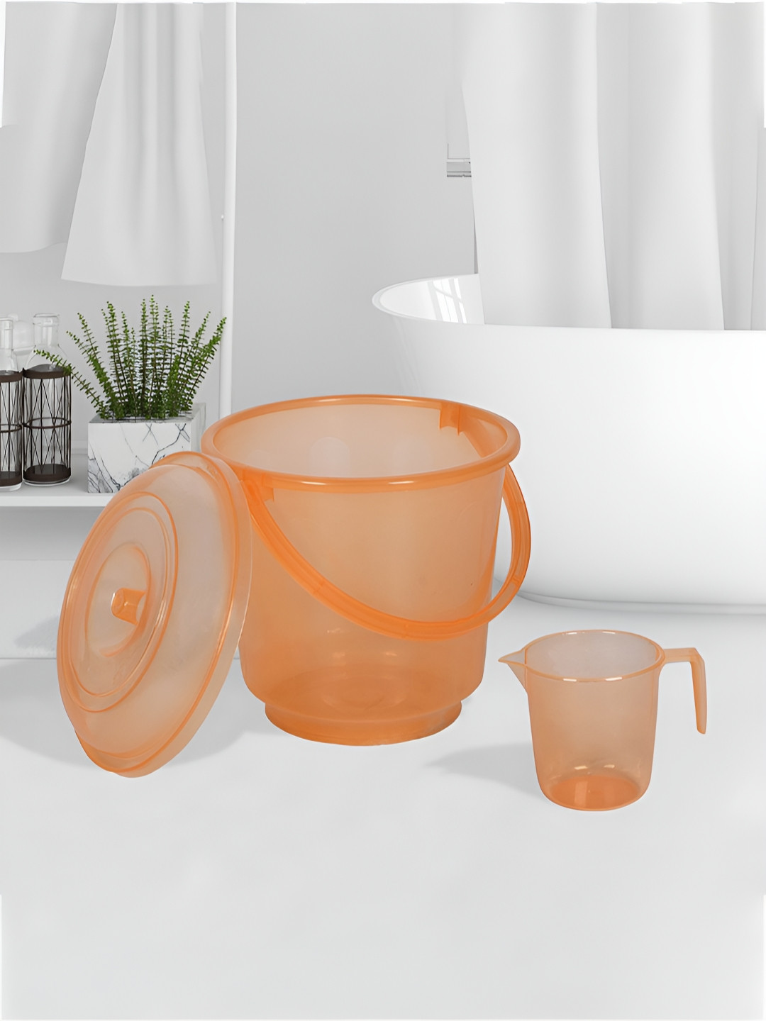 Kuber Industries Orange 2 Pieces Contemporary Bath Accessories Set