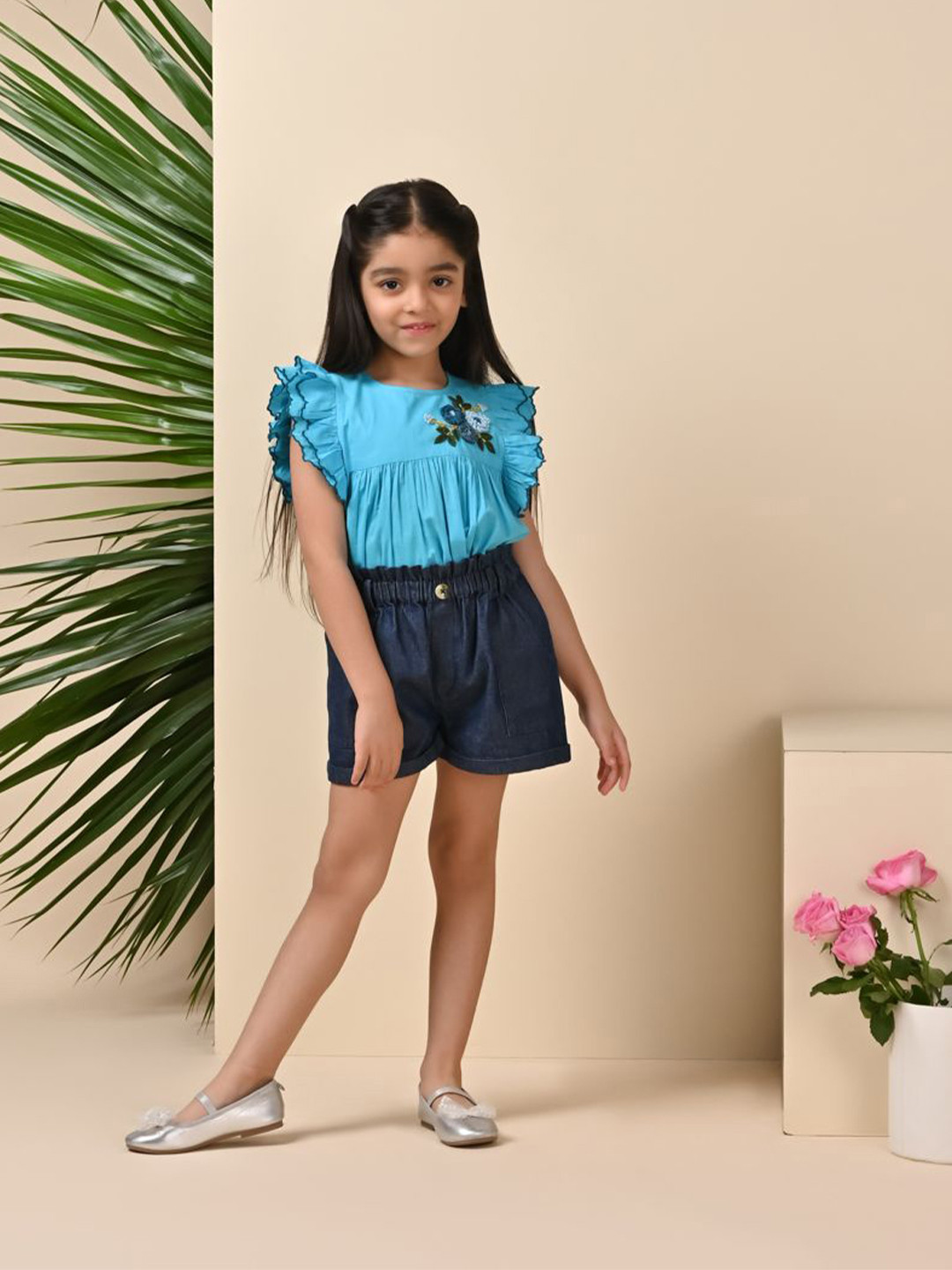 The Tribe Kids Girls Pure Cotton Top with Shorts