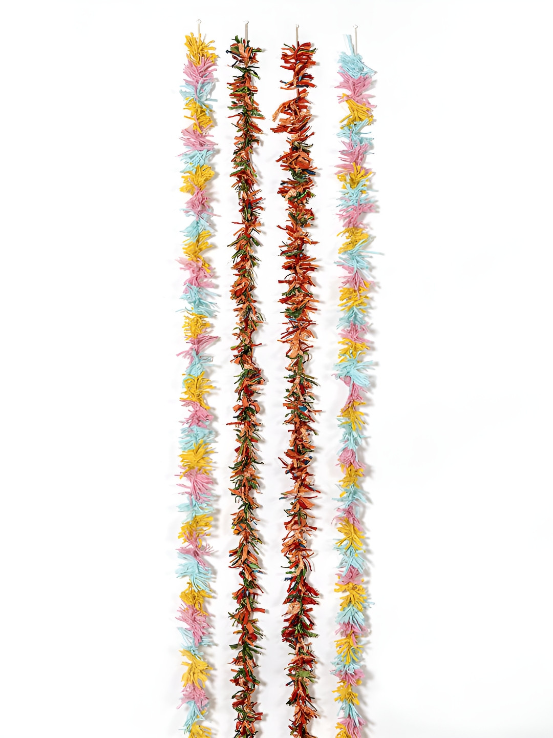 Contrast Living Blue & Orange 4 Pieces Textured Pure Cotton Hanging Tinsels Festive Decor