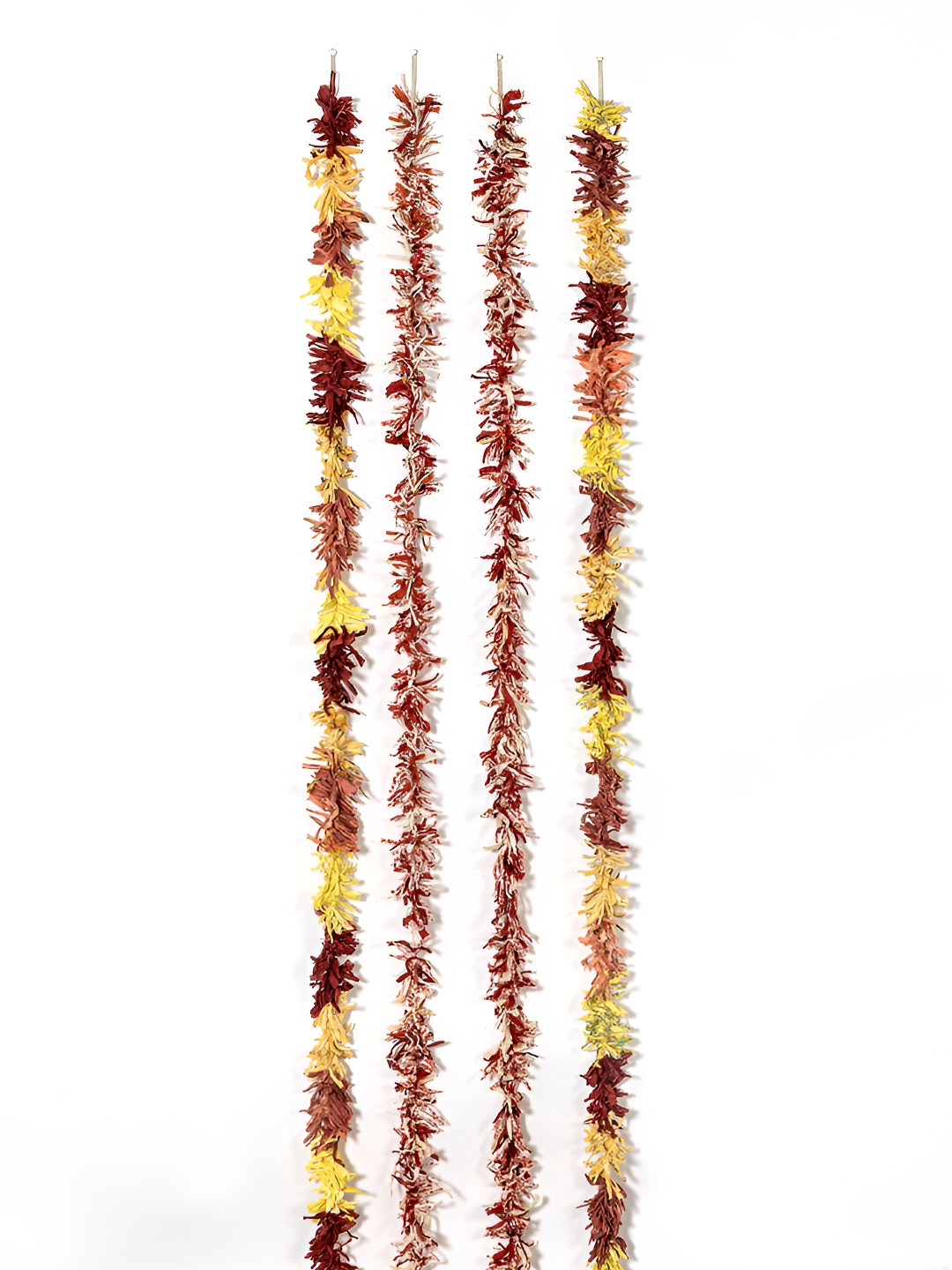 Contrast Living 4- Pcs Maroon & Yellow Colored Hanging Tinsels Festive Decor