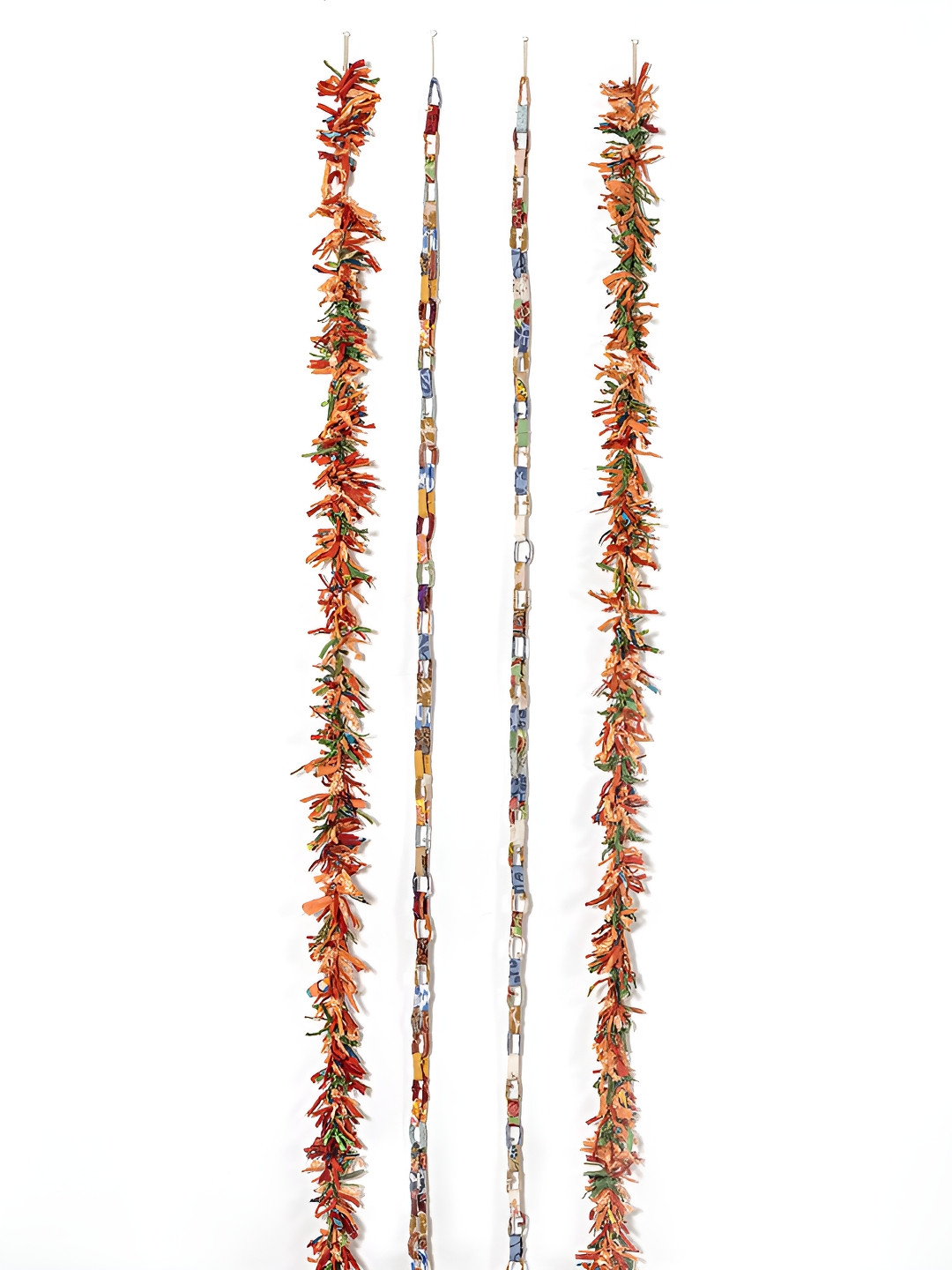 Contrast Living Orange & Blue 4 Pieces Cotton Hanging Tinsels Festive Decors