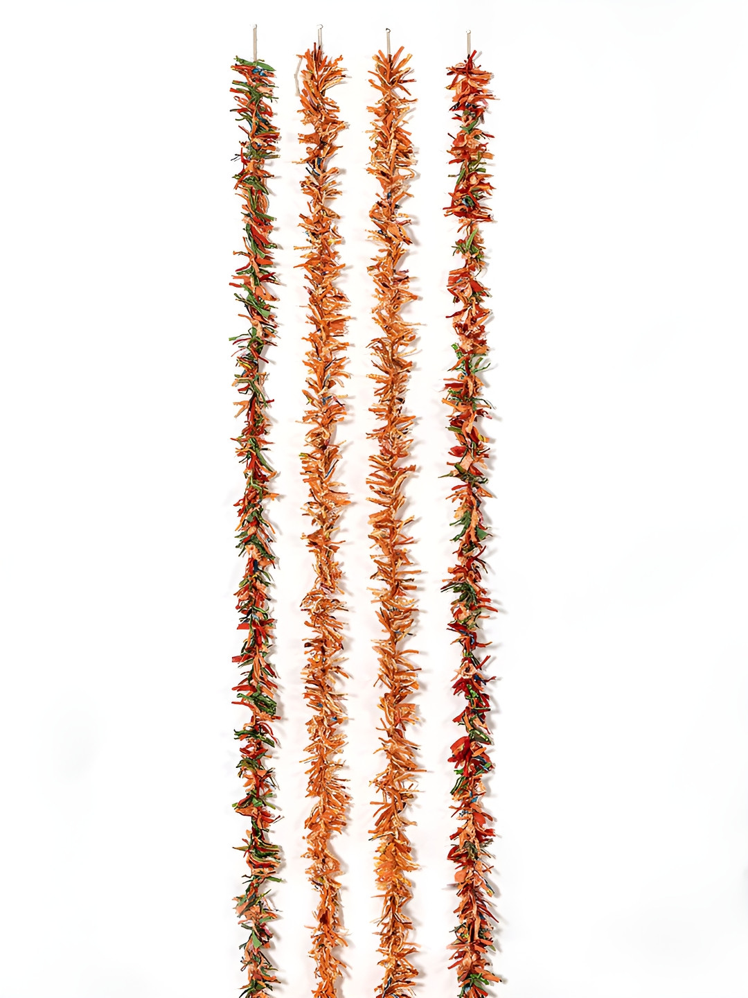 Contrast Living Orange & Red 4 Pieces Textured Hanging Tinsels Festive Decor