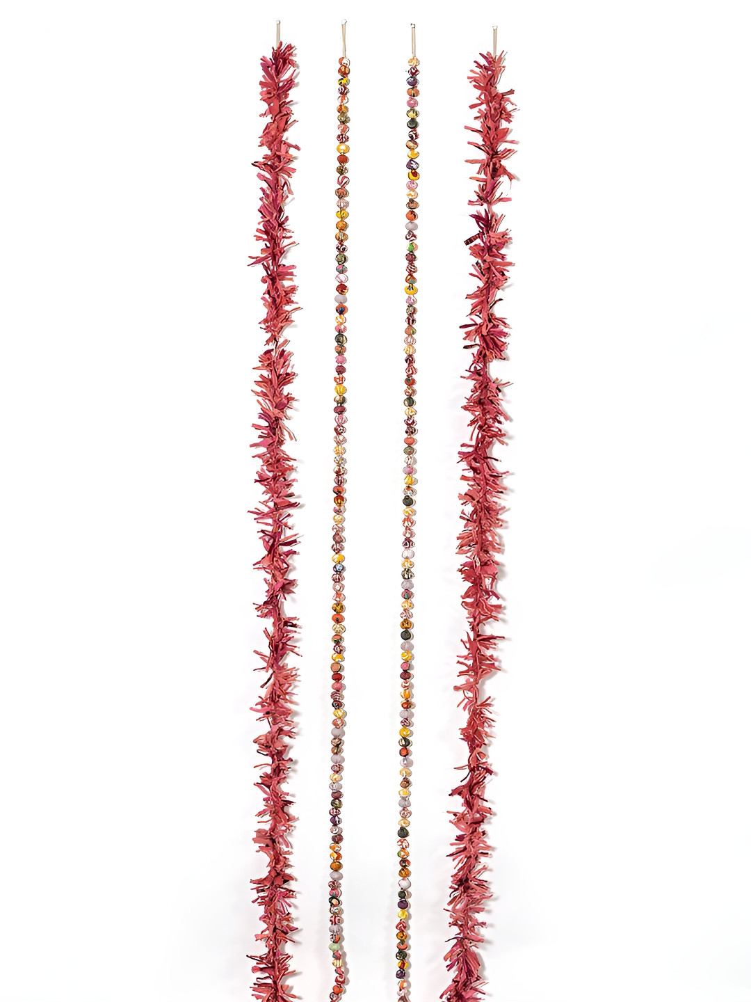 Contrast Living White & Yellow 4 Pieces  Textured Cotton Hanging Tinsels Festive Decor