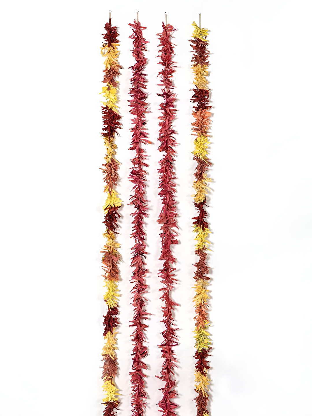 Contrast Living Maroon & Yellow 4 Pieces Colored Hanging Tinels Festive Decor