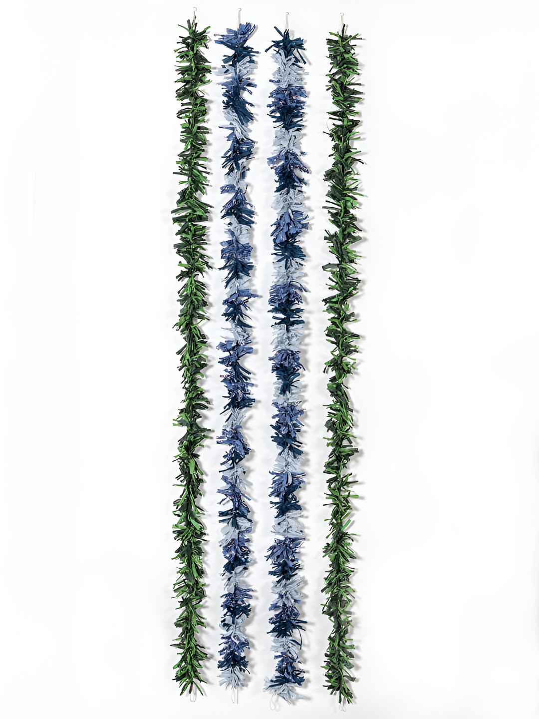 Contrast Living Green & Yellow 4 Pieces Textured Pure Cotton Hanging Tinsels Festive Decor