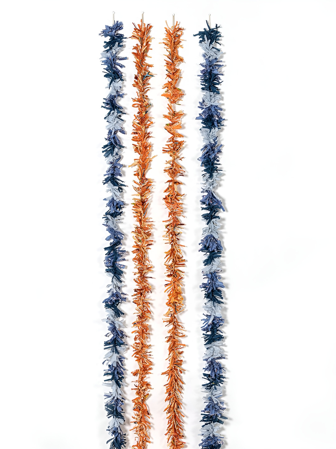 Contrast Living Red & Blue 4 Pieces Textured Hanging Tinsels Festive Decor