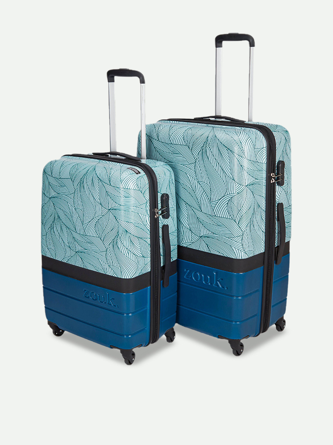 ZOUK Unisex Set of 2 Calangute Tides Raahi Printed Medium & Large Trolley Bags