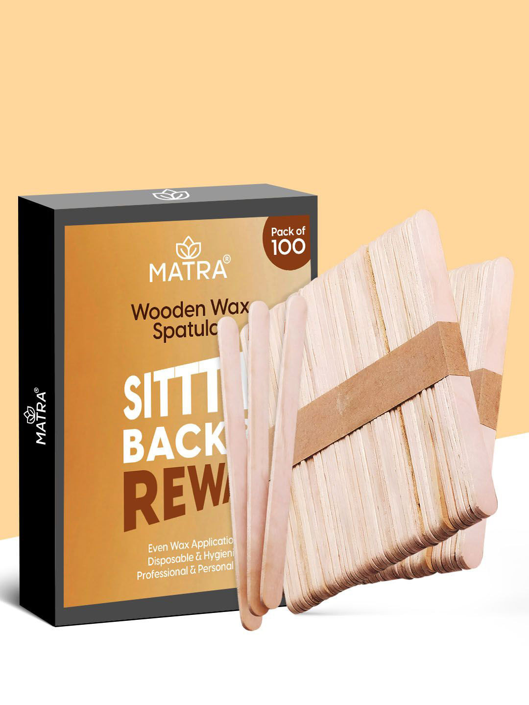 MATRA Sit Back & Rewax Wooden Wax Spatula For Wax Spreading & Hair Removal - 100Pcs