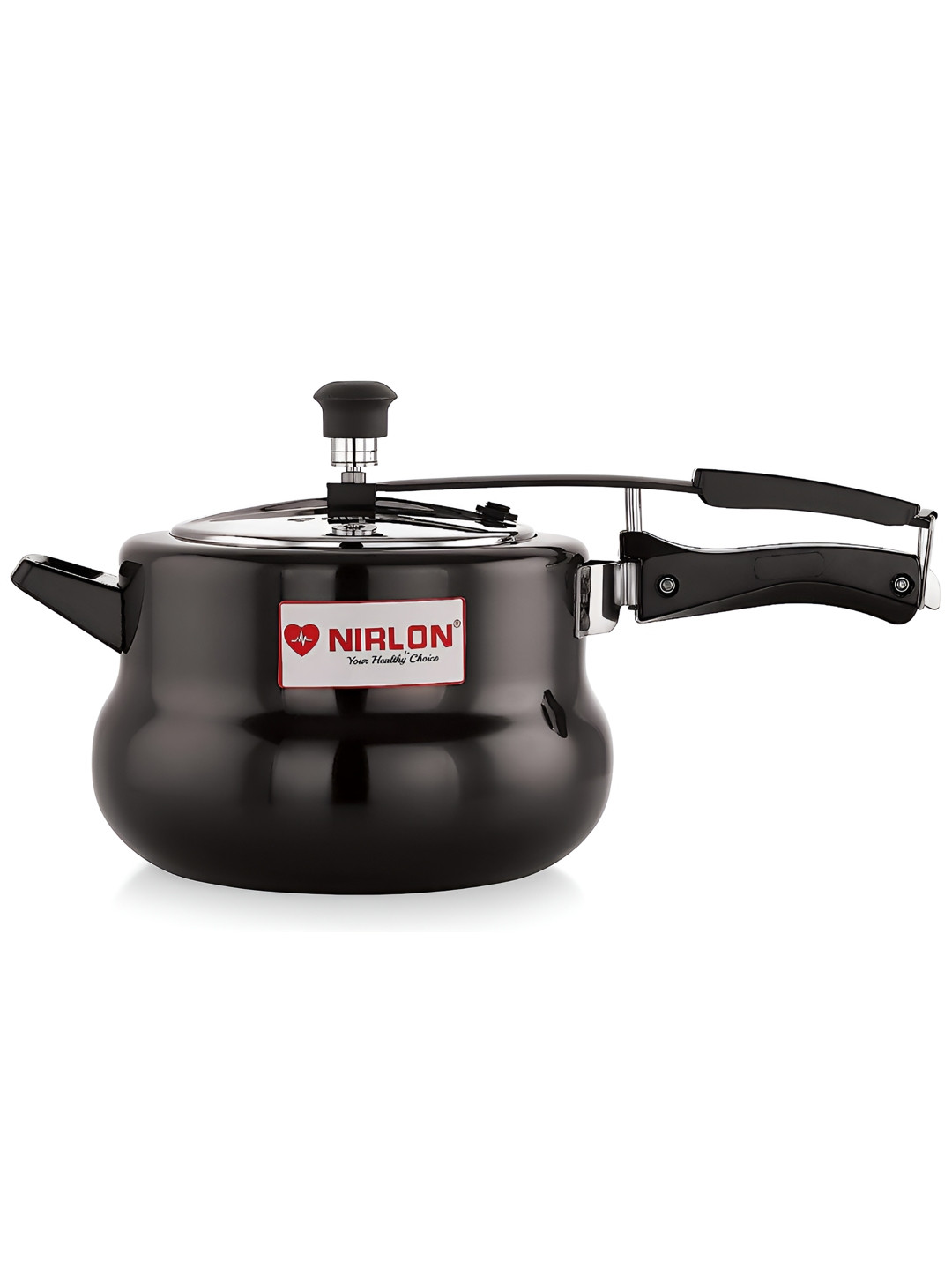 NIRLON Black Aluminium Dishwasher Safe Induction Inner Lid Hard Anodized Pressure Cooker-5 L