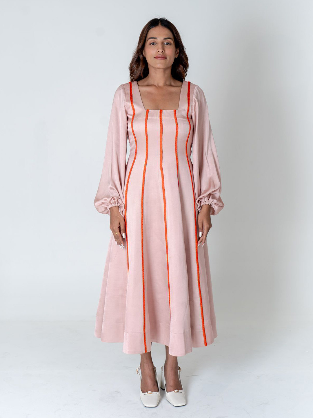 Neora Women Orange Braids Maxi Dress