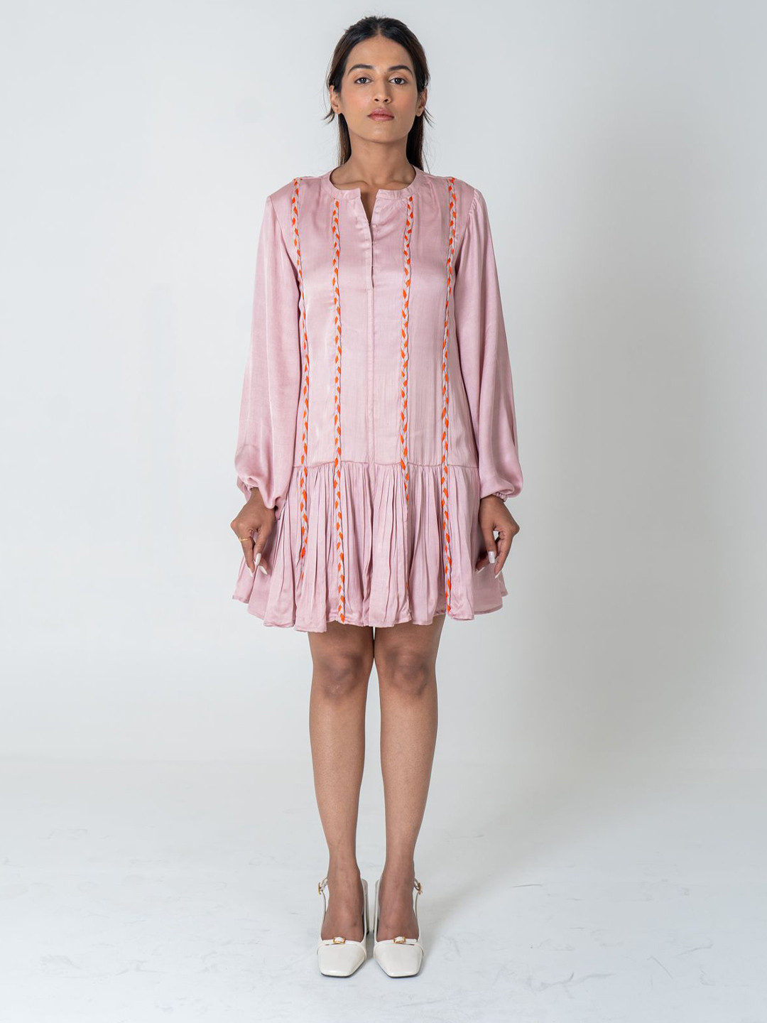 Neora Women Braided Short Gather Dress