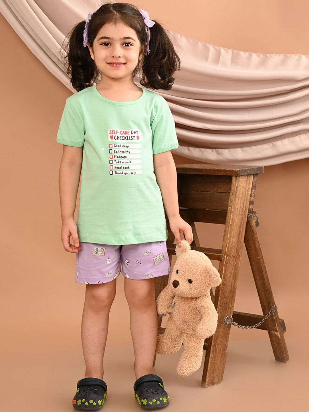 Bedtime story Kids Typography Printed Pure Cotton Night Suit