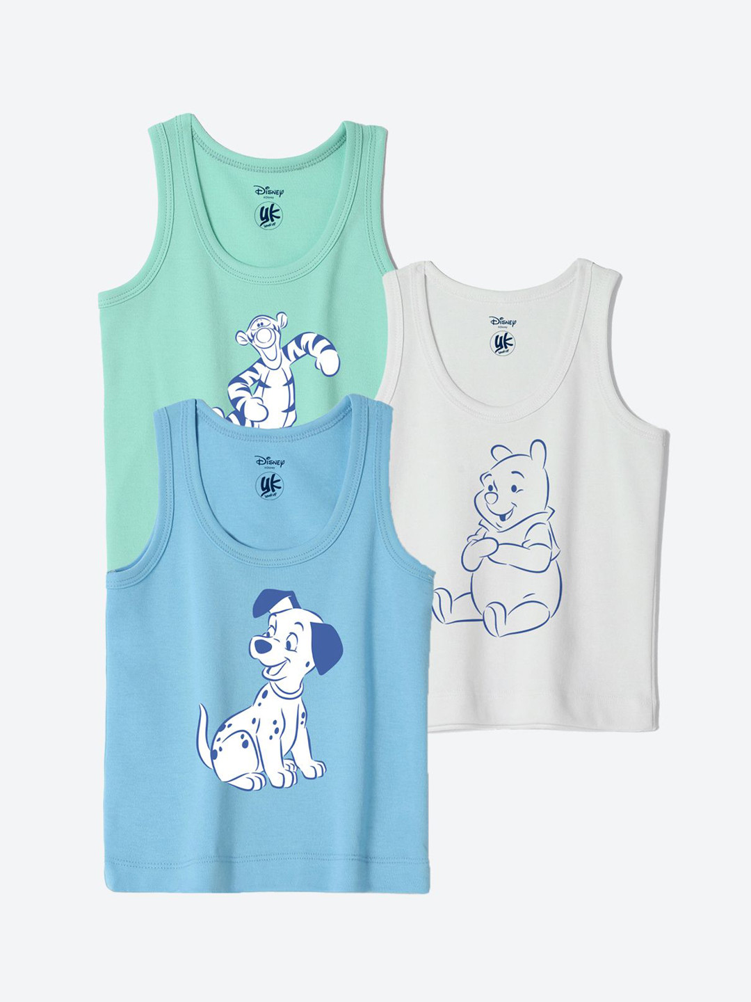 YK Disney Infants Pack Of 3 Winnie The Pooh Printed Innerwear Vests YKIFVDPO3004