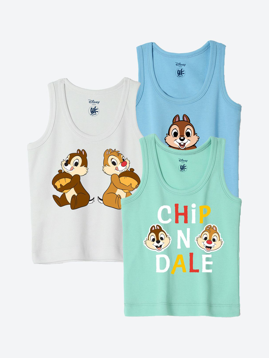 YK Disney Infants Pack Of 3 Printed Basic Innerwear Vests YKIFVDPO3013