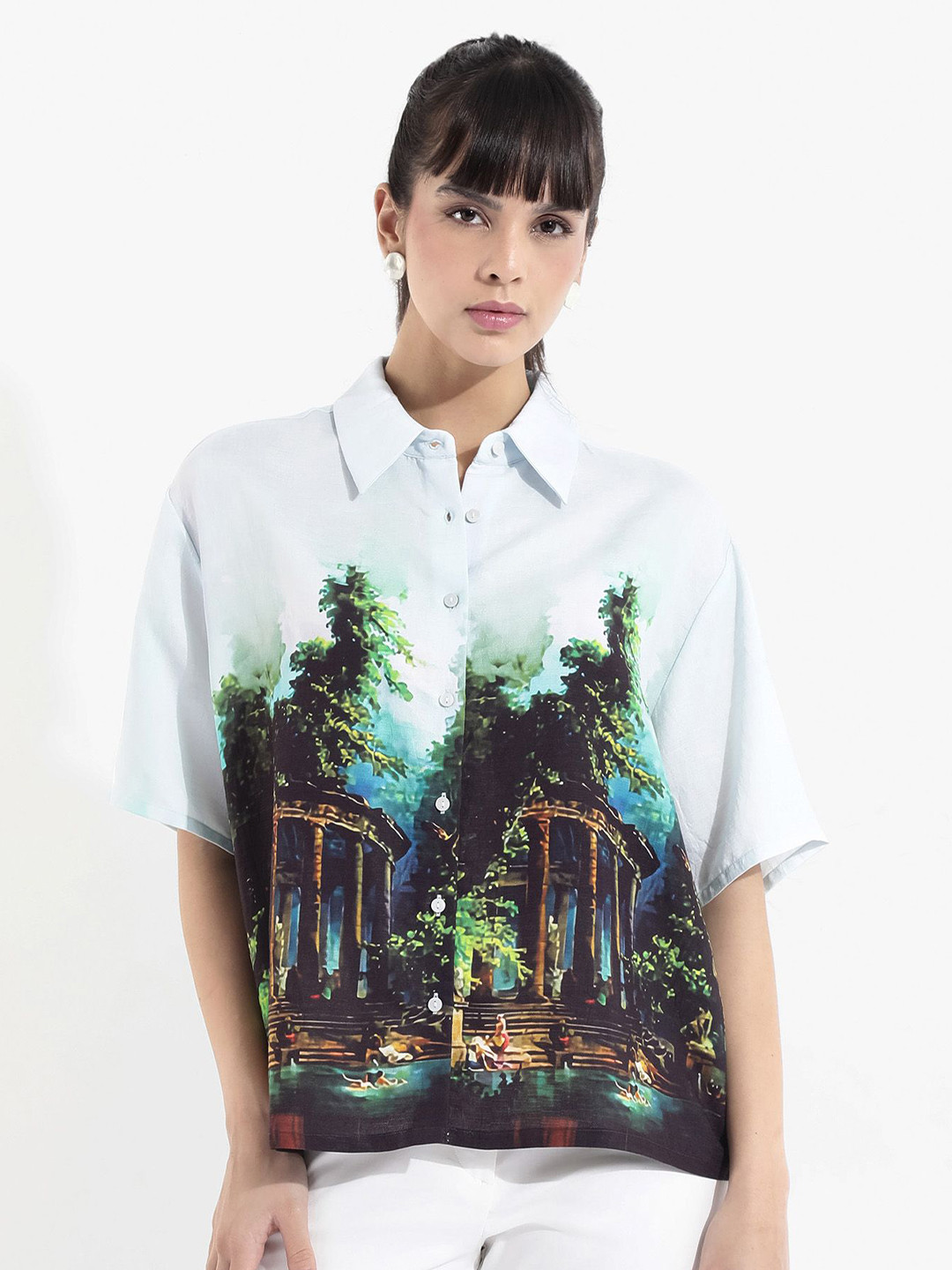 RAREISM Graphic Printed Shirt Style Top