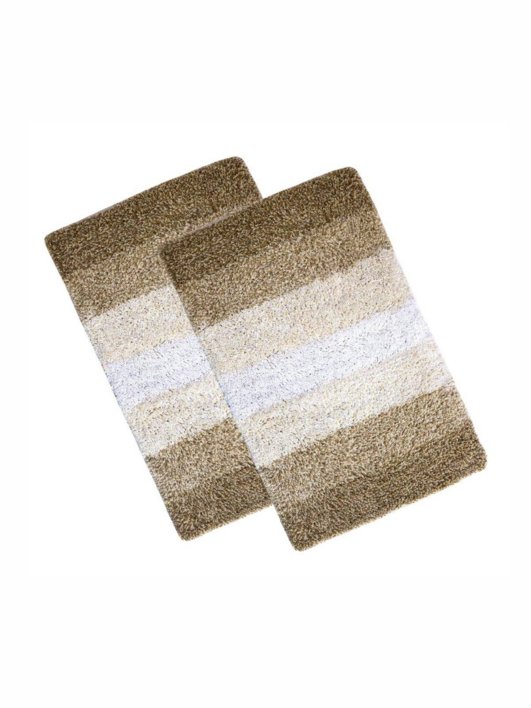 THE HOME TALK Beige & White 2 Pieces 1300 GSM Cotton Bath Rug
